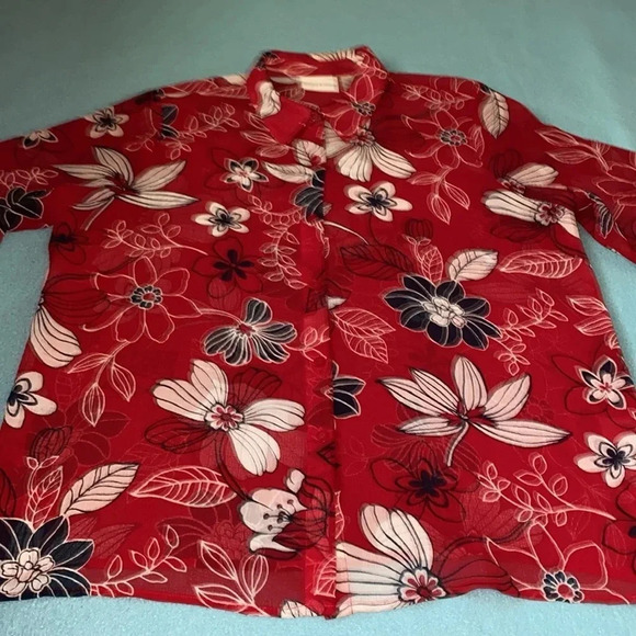 ALFRED DUNNER 2pc set floral collar button up top and embellished tank size 16 - Picture 3 of 15